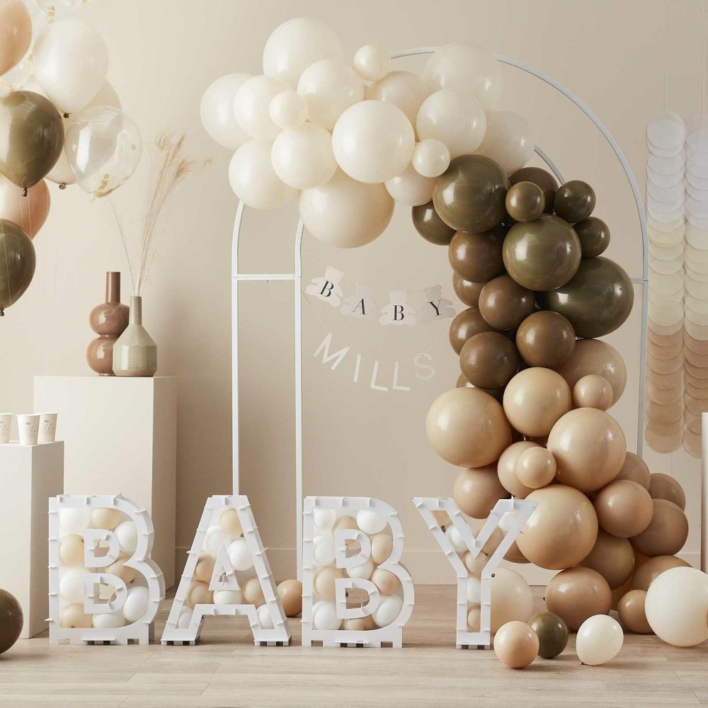 Helium Balloons |   Neutral Baby Shower Balloon Bundle Balloons Confetti Balloons