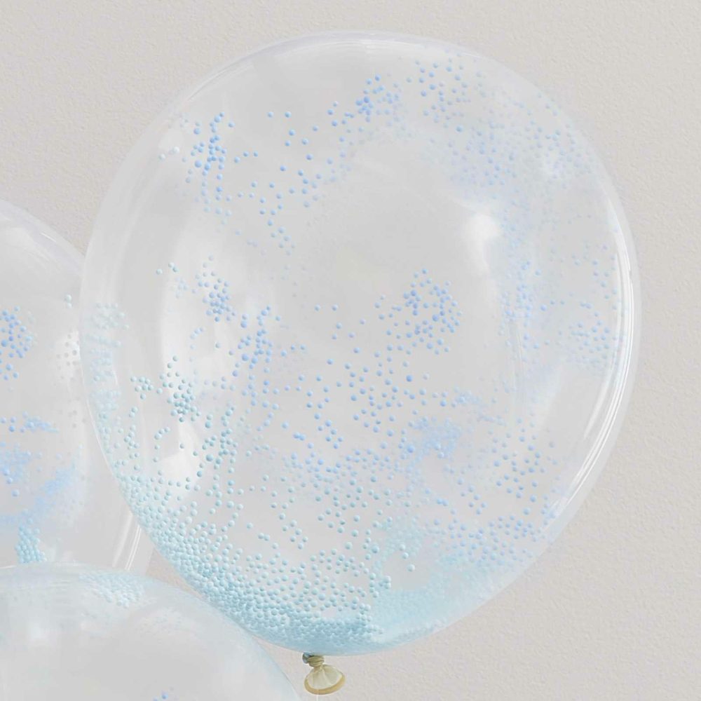 Helium Balloons |   Pastel Blue Bead Confetti Filled Balloons Balloons Clear Balloons