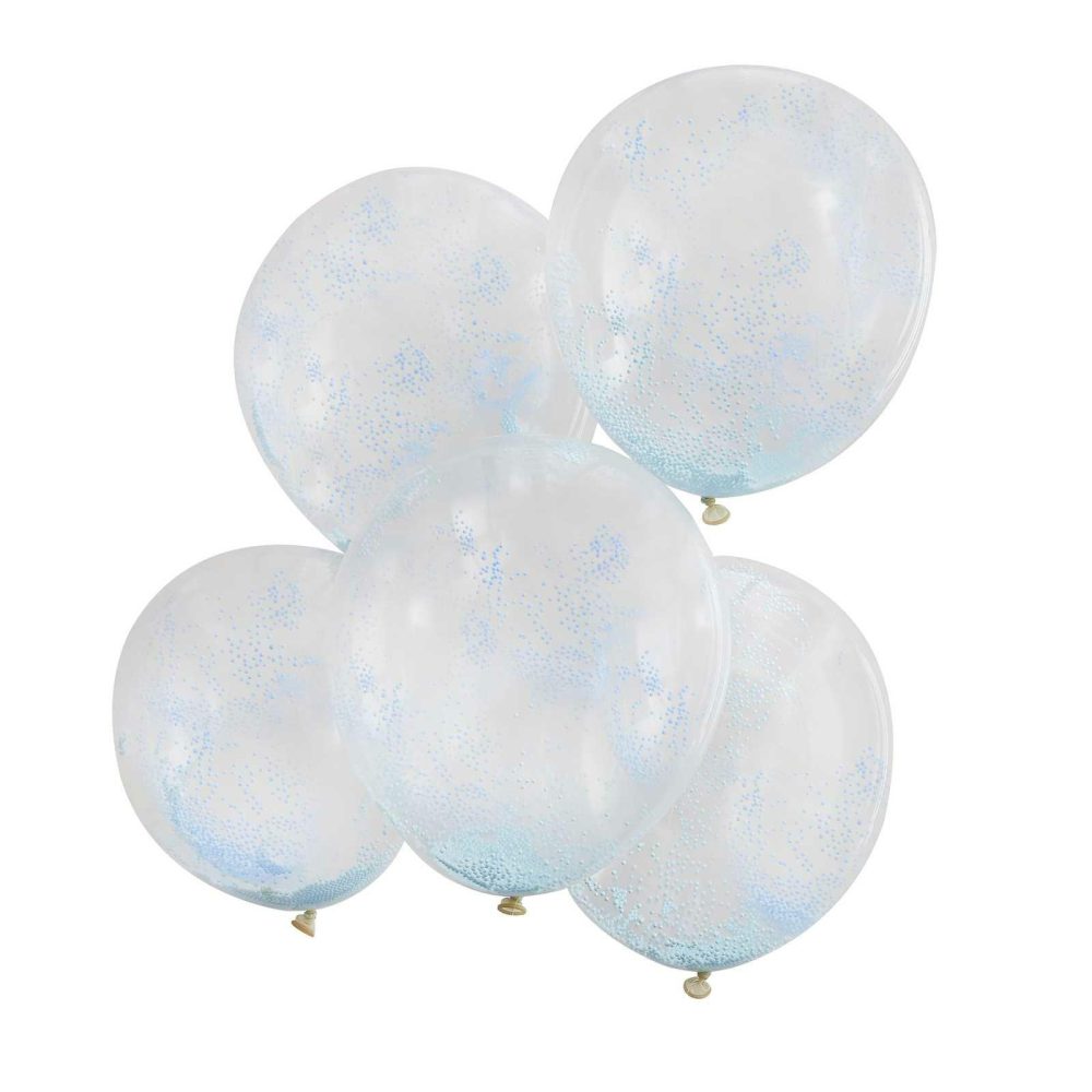 Helium Balloons |   Pastel Blue Bead Confetti Filled Balloons Balloons Clear Balloons