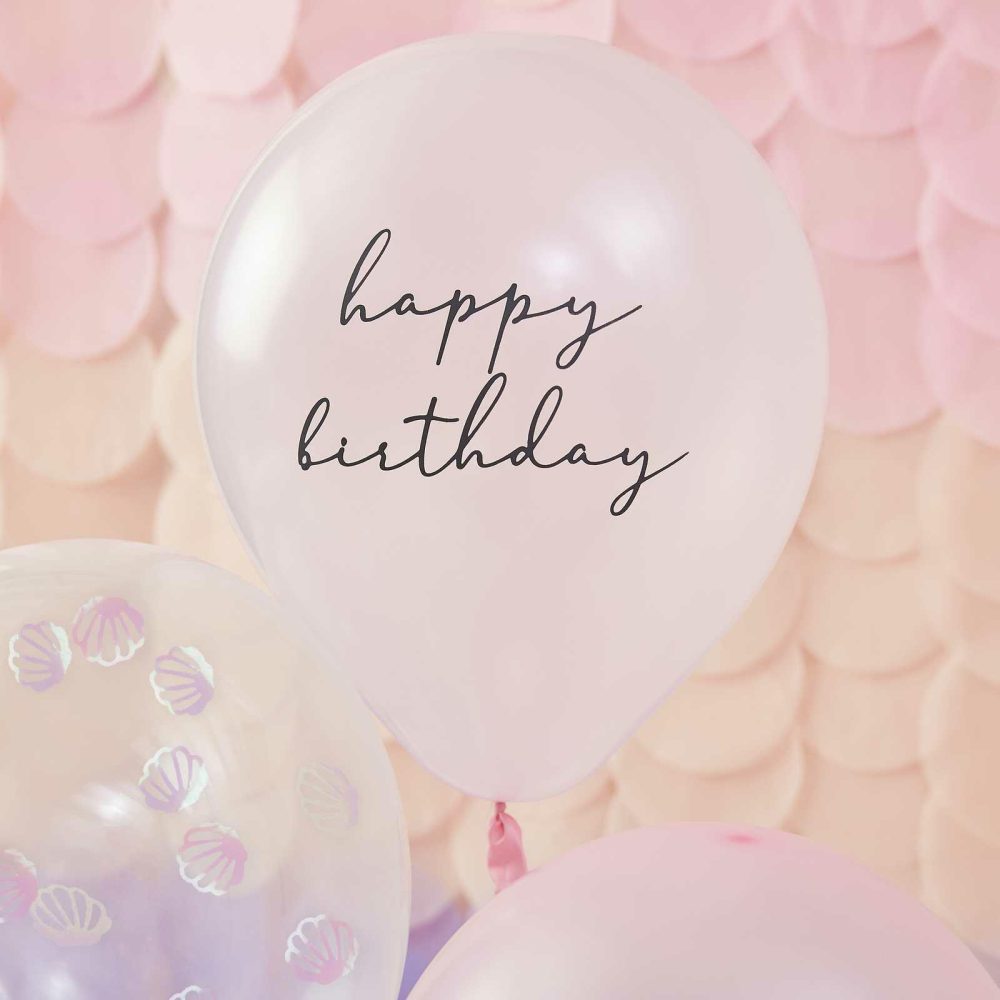 Helium Balloons |   Pearlised Pink & Shell Confetti Balloon Bundle Balloons Confetti Balloons