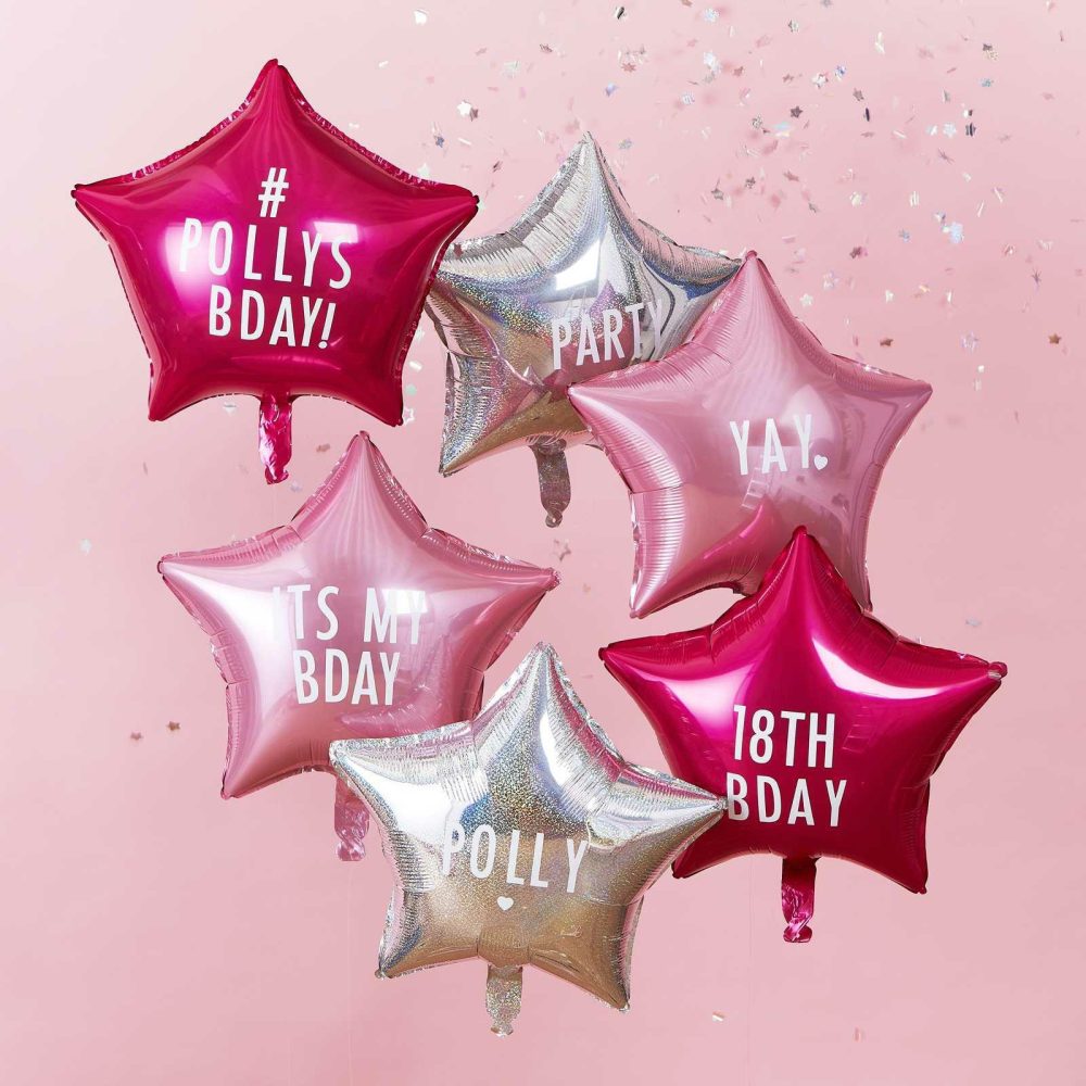 Helium Balloons |   Personalisable Star Party Balloons With Stickers Balloons Foil Balloons