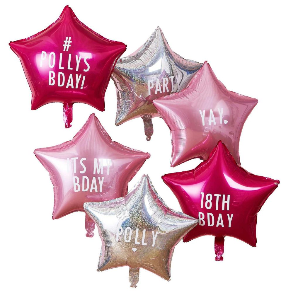 Helium Balloons |   Personalisable Star Party Balloons With Stickers Balloons Foil Balloons