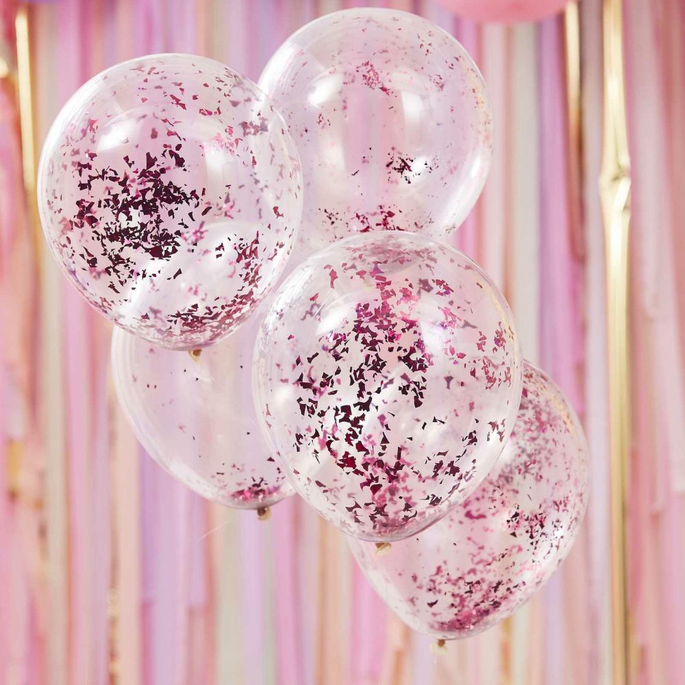 Helium Balloons |   Pink Confetti Balloons Balloons Clear Balloons