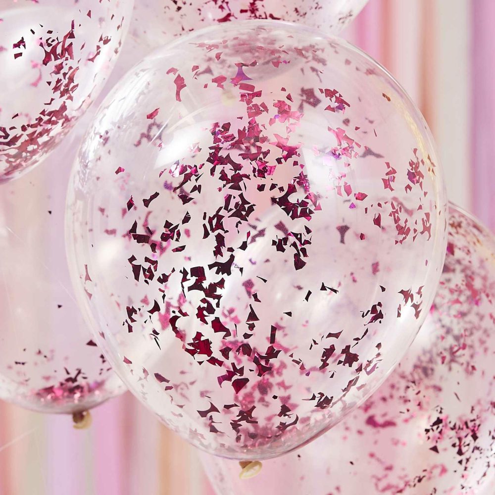 Helium Balloons |   Pink Confetti Balloons Balloons Clear Balloons