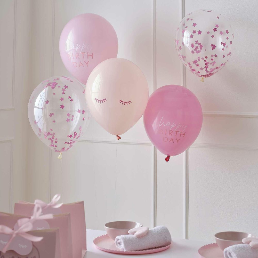 Helium Balloons |   Pink Confetti Happy Birthday Balloons Balloons Helium Balloons