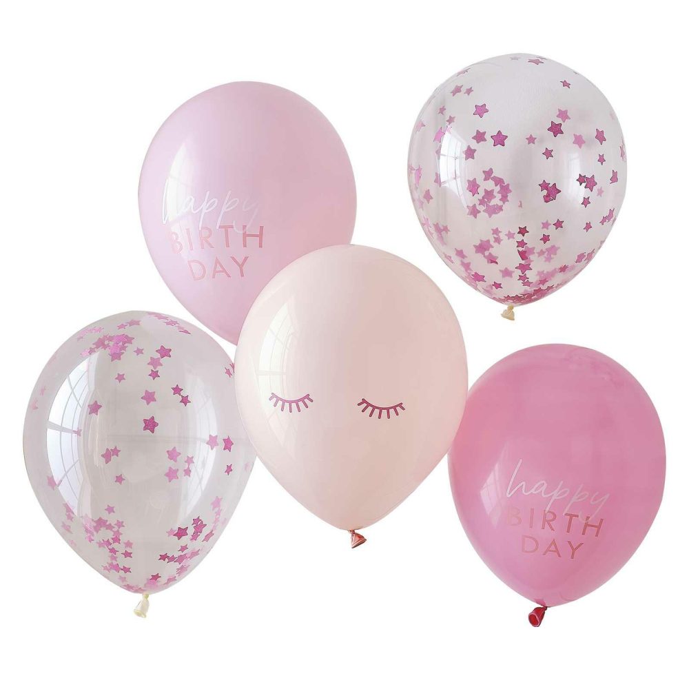 Helium Balloons |   Pink Confetti Happy Birthday Balloons Balloons Helium Balloons