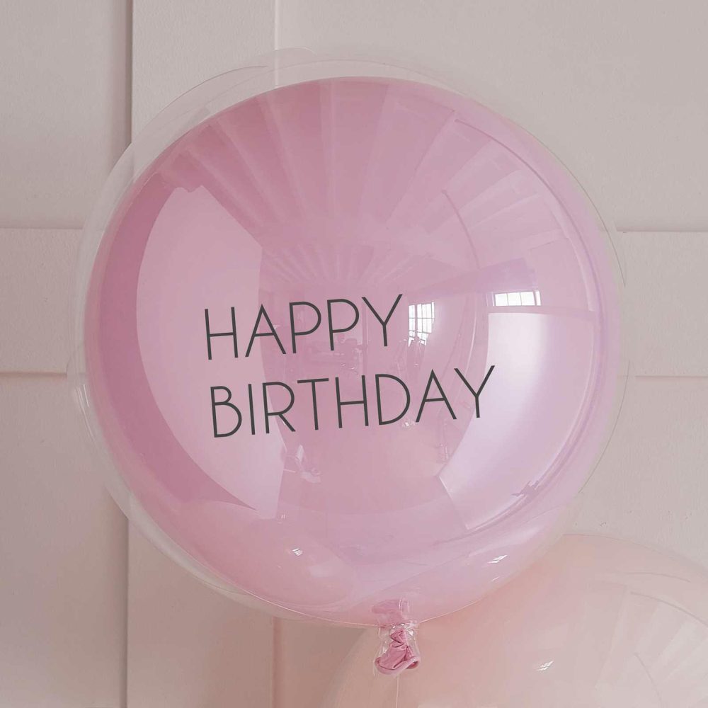 Helium Balloons |   Pink Double Layered Happy Birthday Balloon Bundle Balloons Helium Balloons