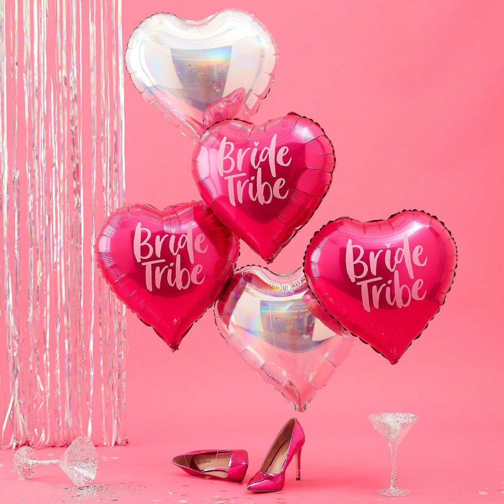 Helium Balloons |   Pink & Iridescent Bride Tribe Bachelorette Party Balloons Balloons Helium Balloons