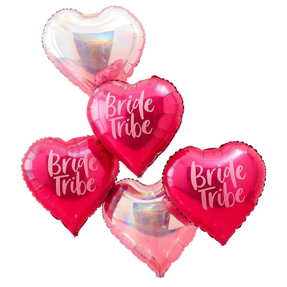 Helium Balloons |   Pink & Iridescent Bride Tribe Bachelorette Party Balloons Balloons Helium Balloons