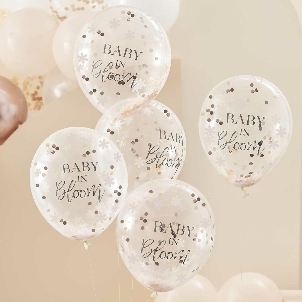 Helium Balloons |   Rose Gold Baby Shower Confetti Balloons Balloons Confetti Balloons