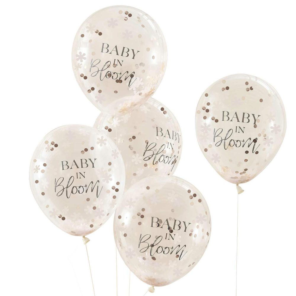 Helium Balloons |   Rose Gold Baby Shower Confetti Balloons Balloons Confetti Balloons