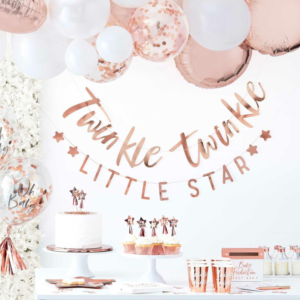 Helium Balloons |   Rose Gold Oh Baby! Shower Confetti Balloons Balloons Confetti Balloons