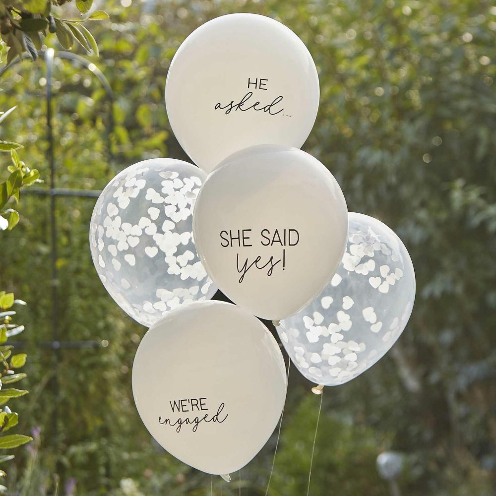 Helium Balloons |   She Said Yes Confetti Engagement Balloon Bundle Balloons Confetti Balloons