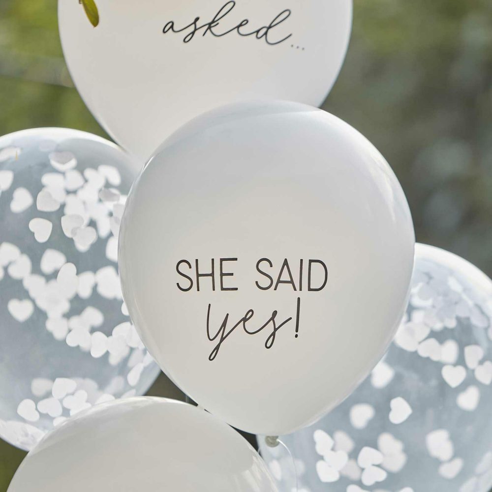 Helium Balloons |   She Said Yes Confetti Engagement Balloon Bundle Balloons Confetti Balloons