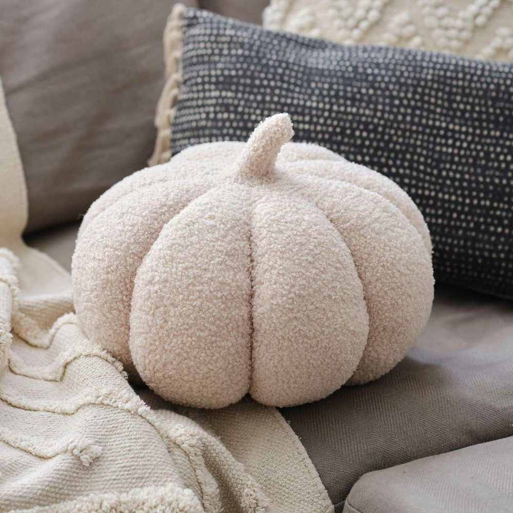 Home Accessories |   Large Beige Boucle Pumpkin Cushion Decoration Home Accessories Home Accessories