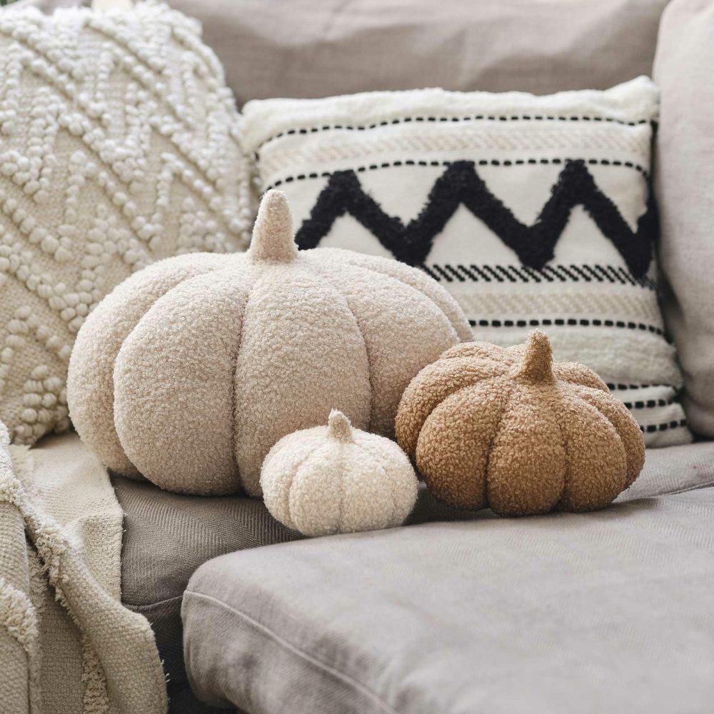 Home Accessories |   Large Beige Boucle Pumpkin Cushion Decoration Home Accessories Home Accessories