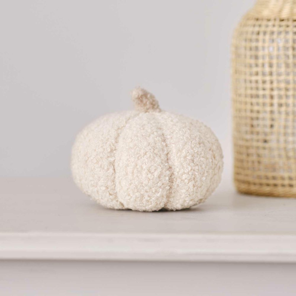 Home Accessories |   Small Cream Boucle Pumpkin Cushion Decoration Homeware Home Accessories