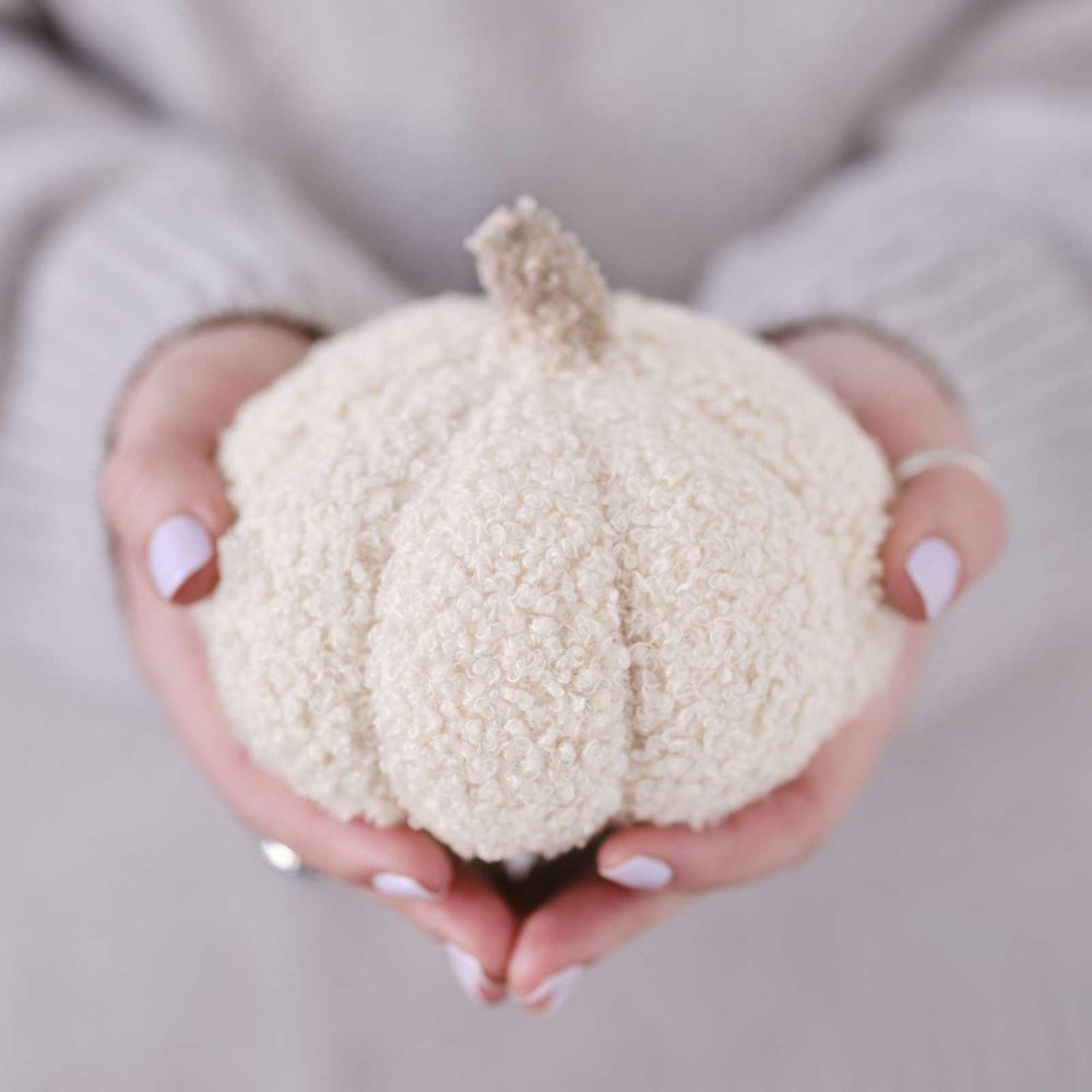 Home Accessories |   Small Cream Boucle Pumpkin Cushion Decoration Homeware Home Accessories