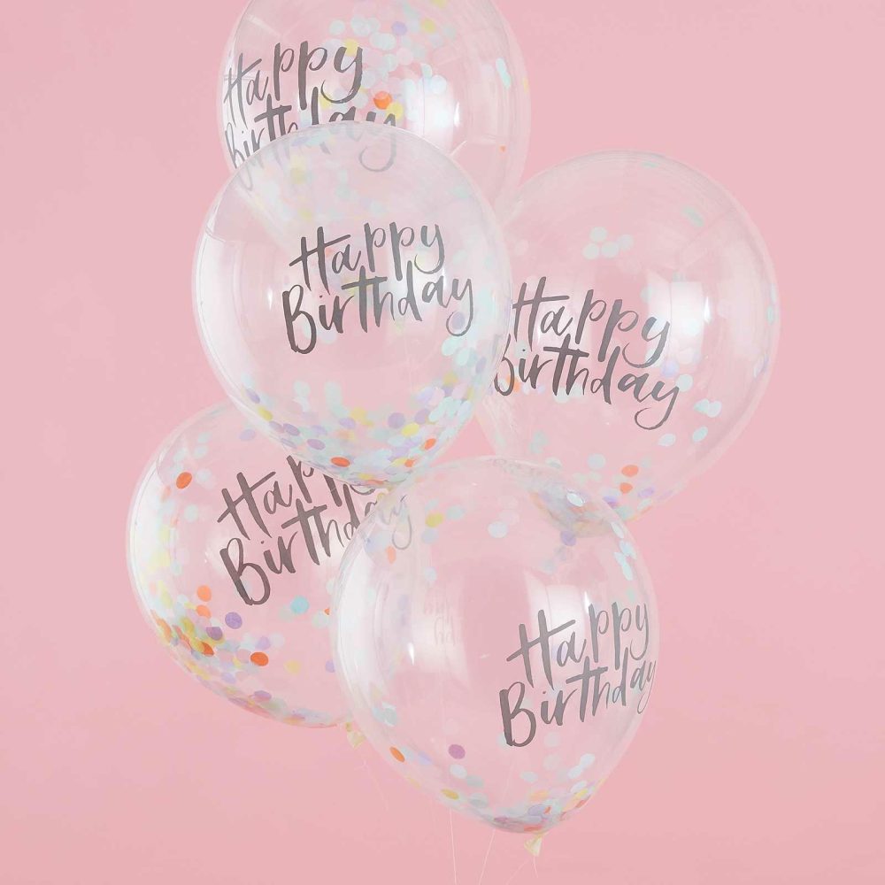 Latex Balloons |   Happy Birthday Pastel Confetti Balloons Balloons Clear Balloons