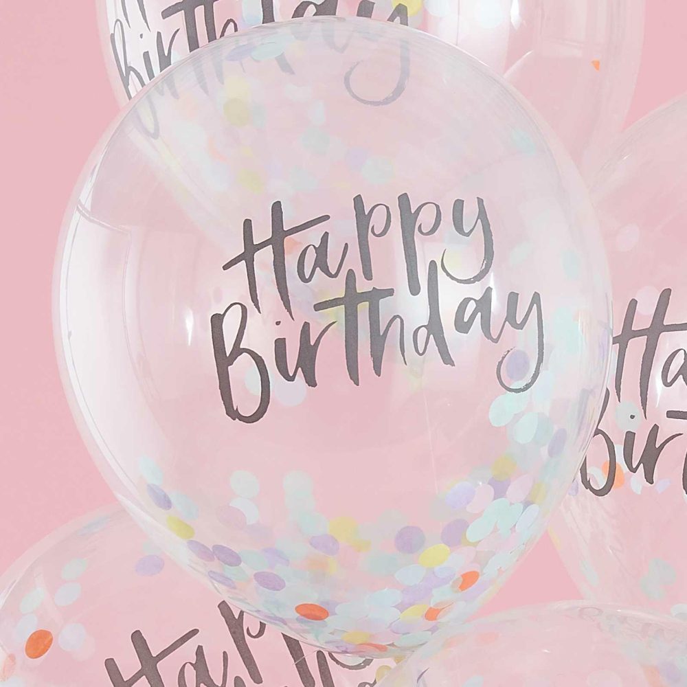 Latex Balloons |   Happy Birthday Pastel Confetti Balloons Balloons Clear Balloons