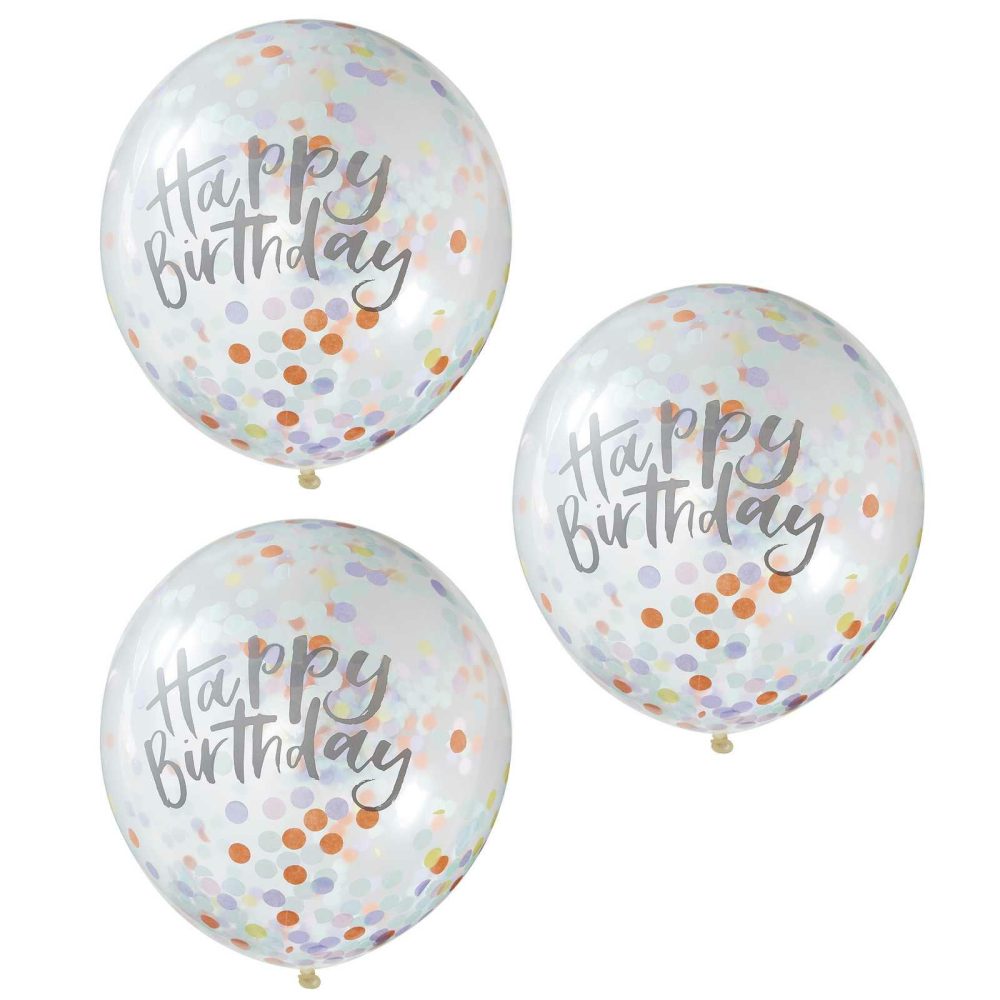 Latex Balloons |   Happy Birthday Pastel Confetti Balloons Balloons Clear Balloons