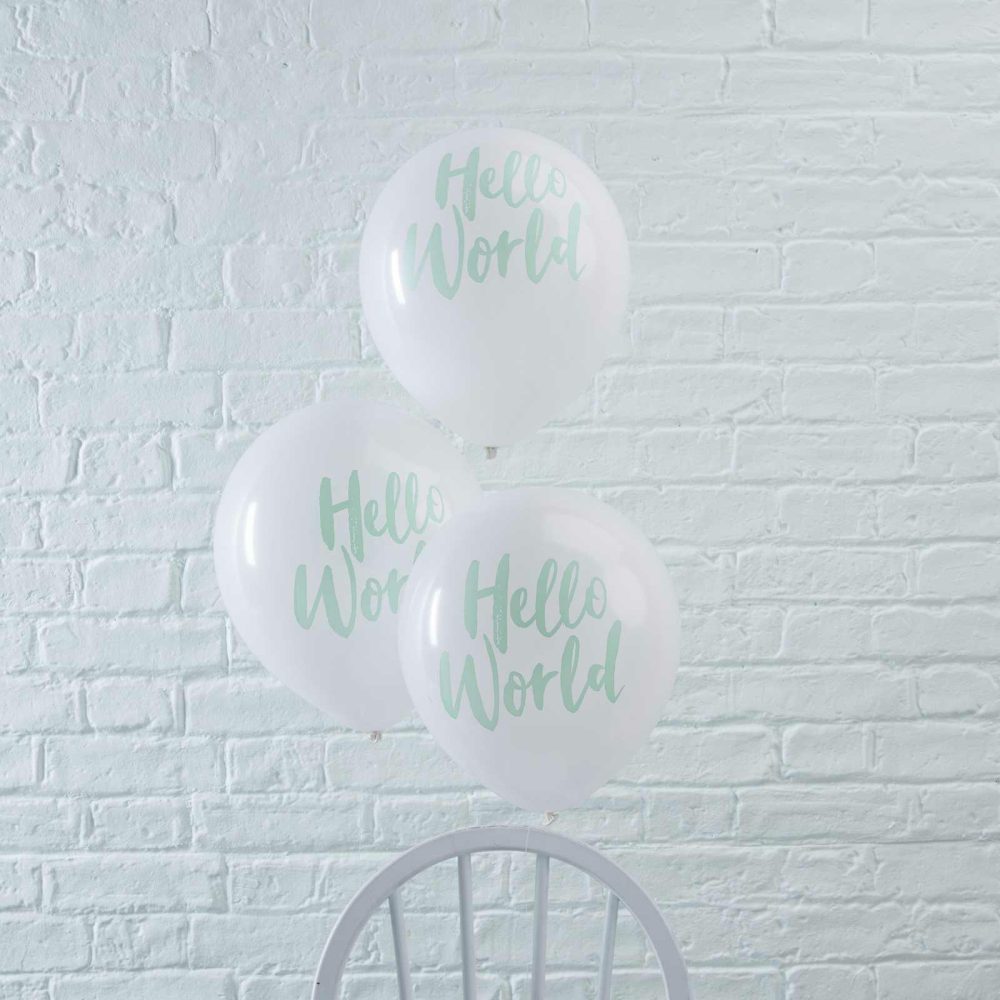 Latex Balloons |   Mint Hello World Balloons – Hello World Balloons Helium Balloons