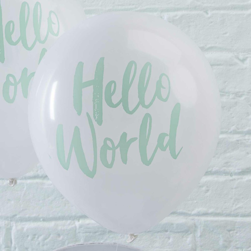 Latex Balloons |   Mint Hello World Balloons – Hello World Balloons Helium Balloons