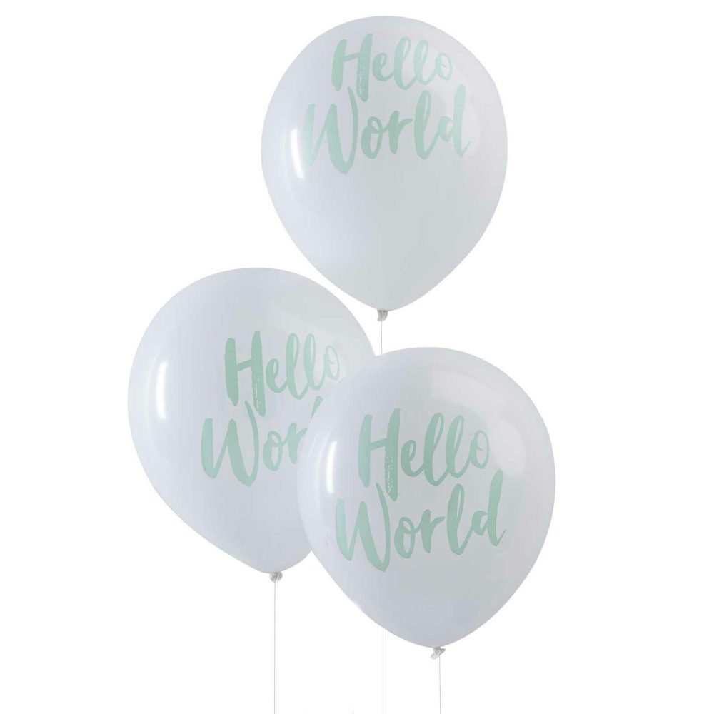 Latex Balloons |   Mint Hello World Balloons – Hello World Balloons Helium Balloons