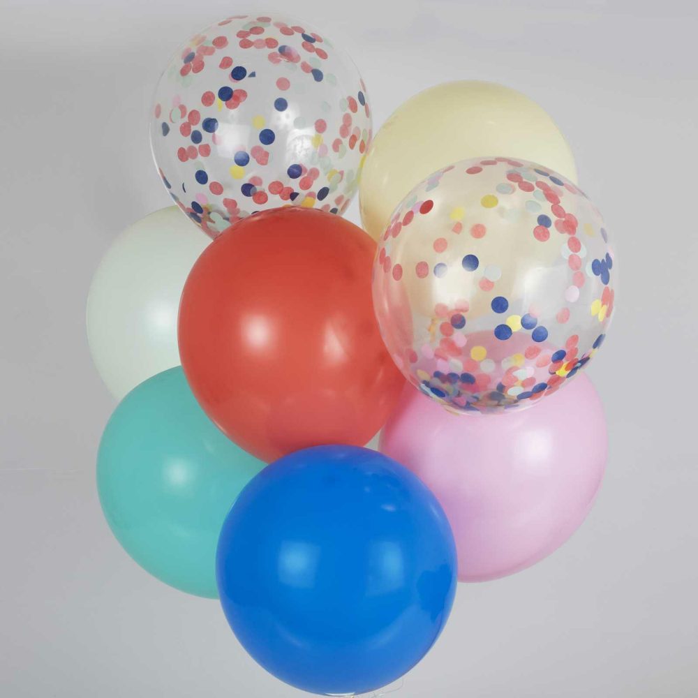 Latex Balloons |   Multicoloured And Confetti Filled Balloon Bundle Balloons Latex Balloons