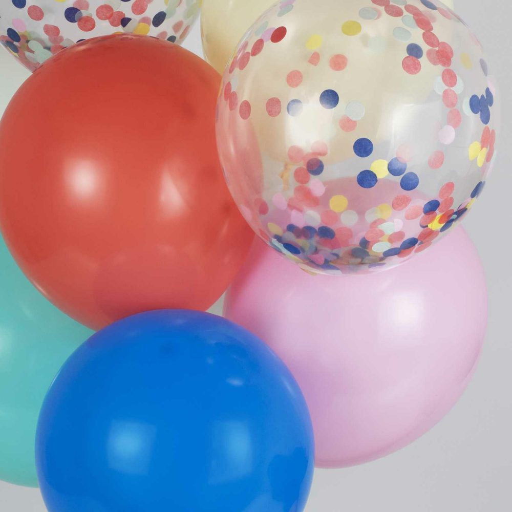 Latex Balloons |   Multicoloured And Confetti Filled Balloon Bundle Balloons Latex Balloons