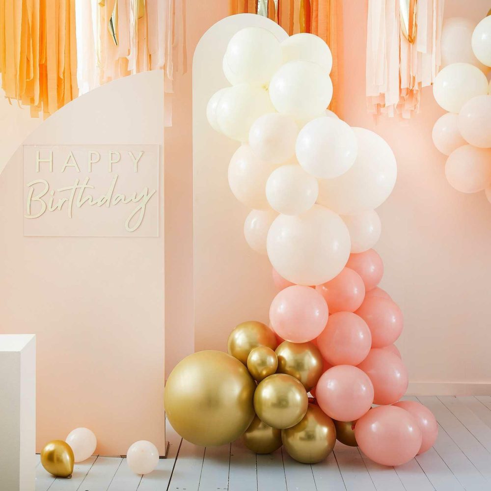 Latex Balloons |   Peach And Gold Balloon Arch Kit Balloon Arches Balloon Arches