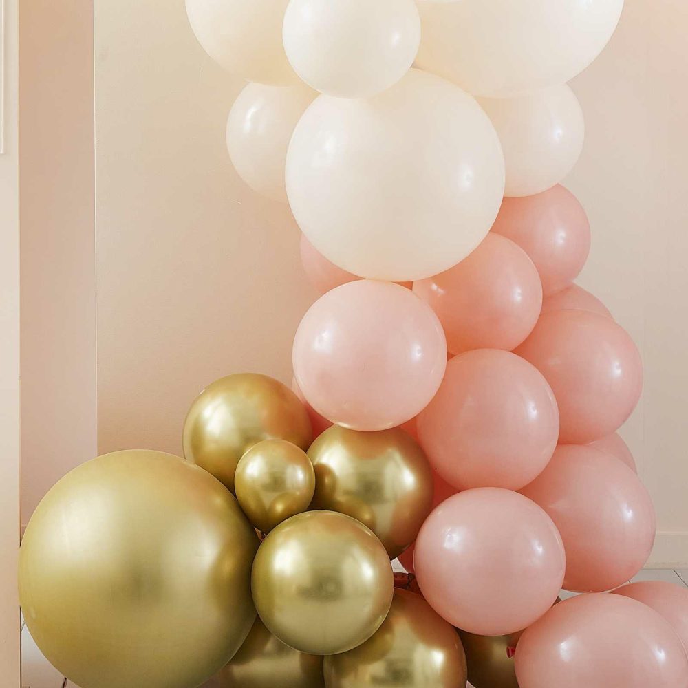 Latex Balloons |   Peach And Gold Balloon Arch Kit Balloon Arches Balloon Arches