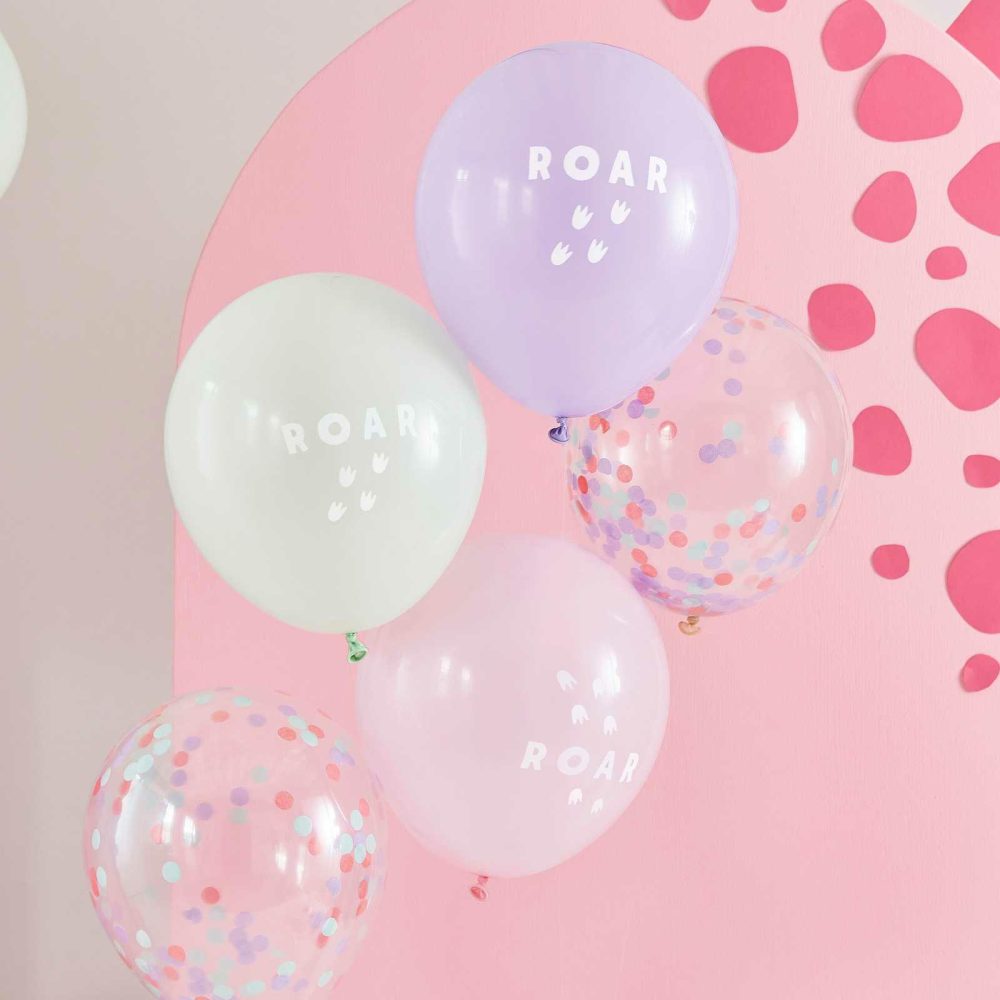 Latex Balloons |   Pink, Lilac And Pastel Green Roar Balloon Bundle Balloons Helium Balloons