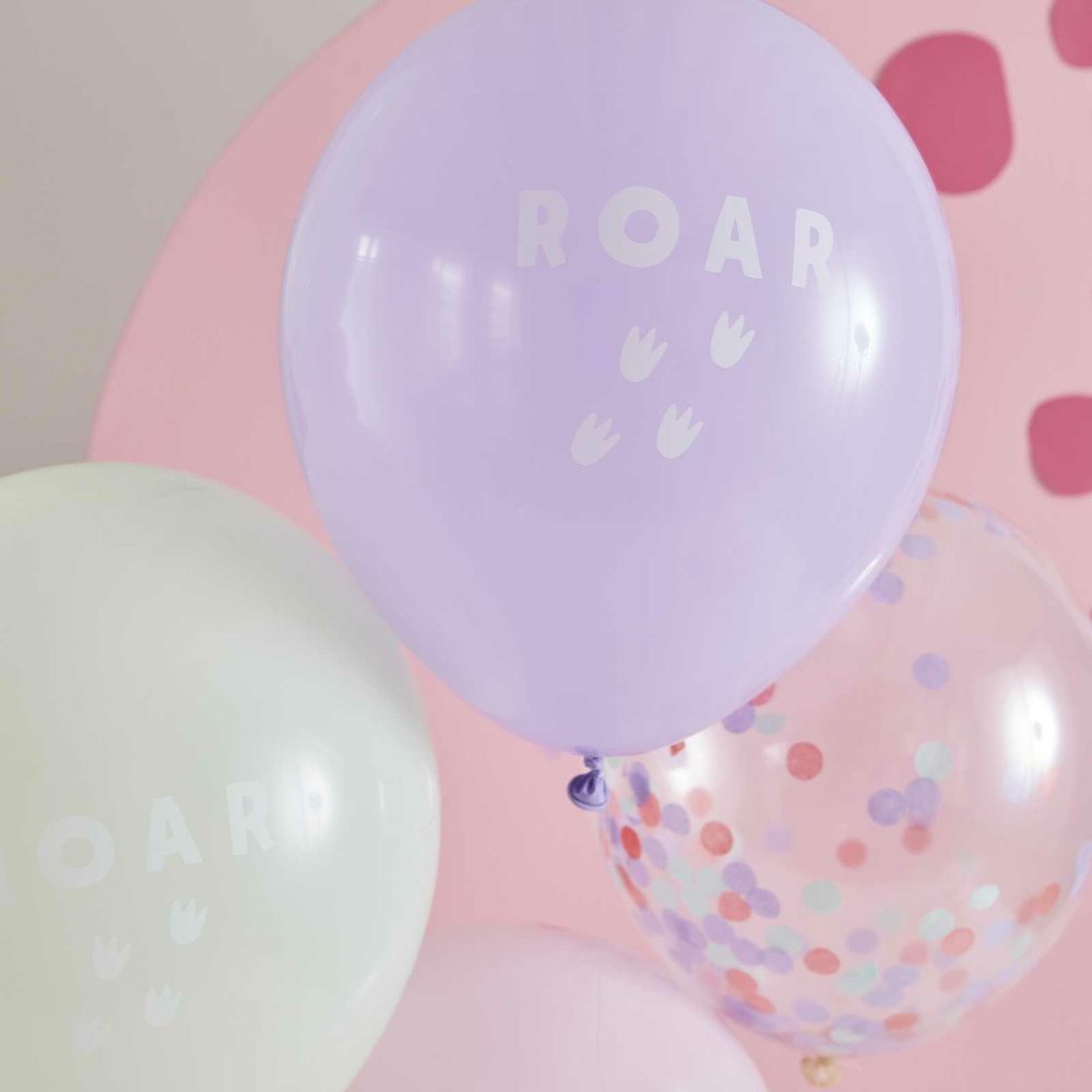 Latex Balloons |   Pink, Lilac And Pastel Green Roar Balloon Bundle Balloons Helium Balloons