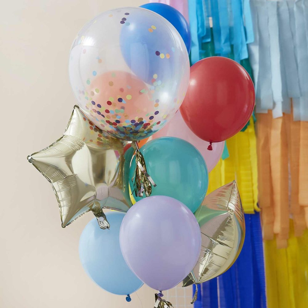 Latex Balloons |   Rainbow Party Mixed Balloon Bundle Balloons Confetti Balloons