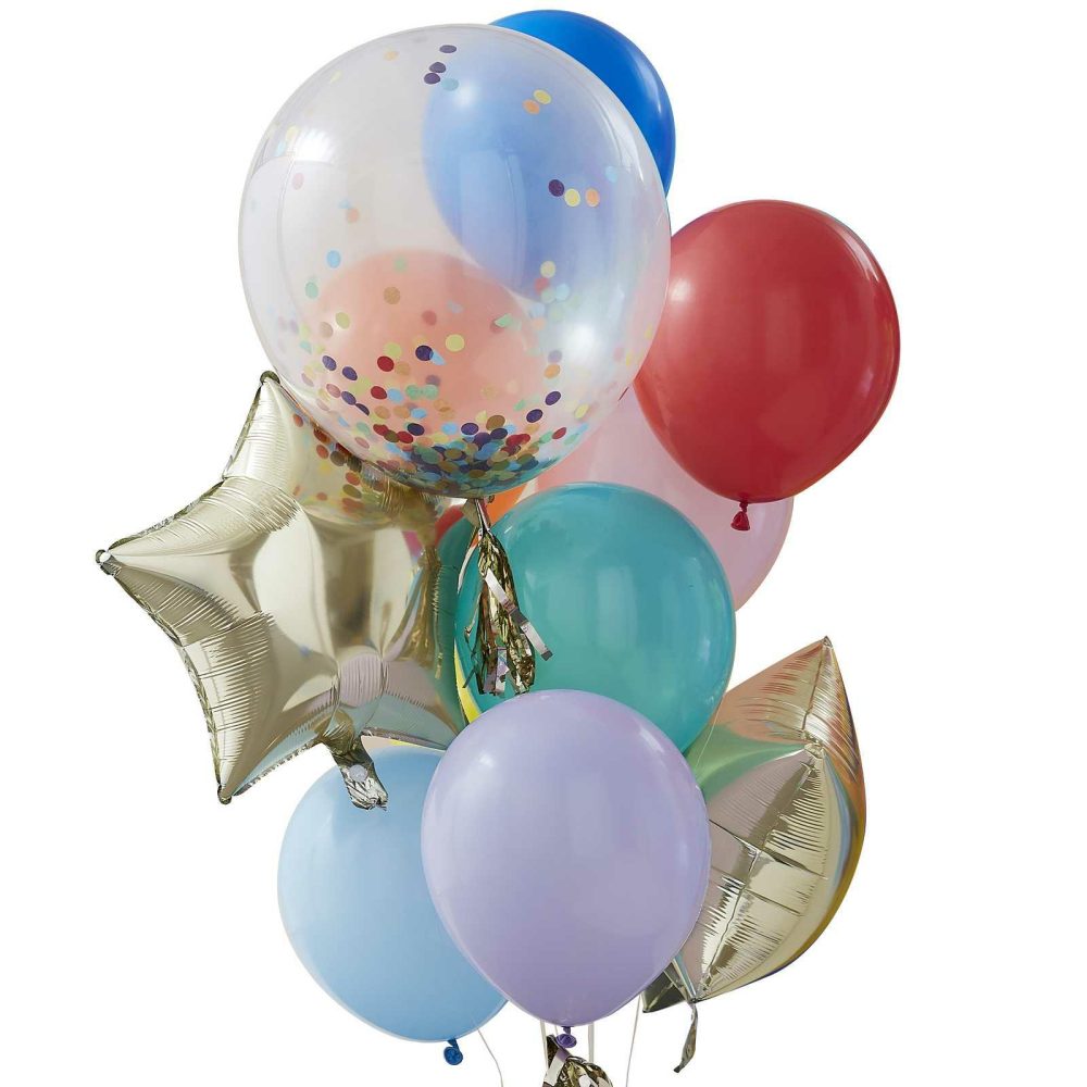 Latex Balloons |   Rainbow Party Mixed Balloon Bundle Balloons Confetti Balloons