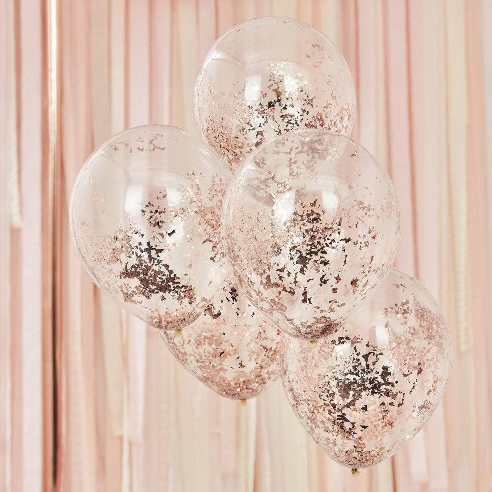 Latex Balloons |   Rose Gold Confetti Balloons Balloons Clear Balloons