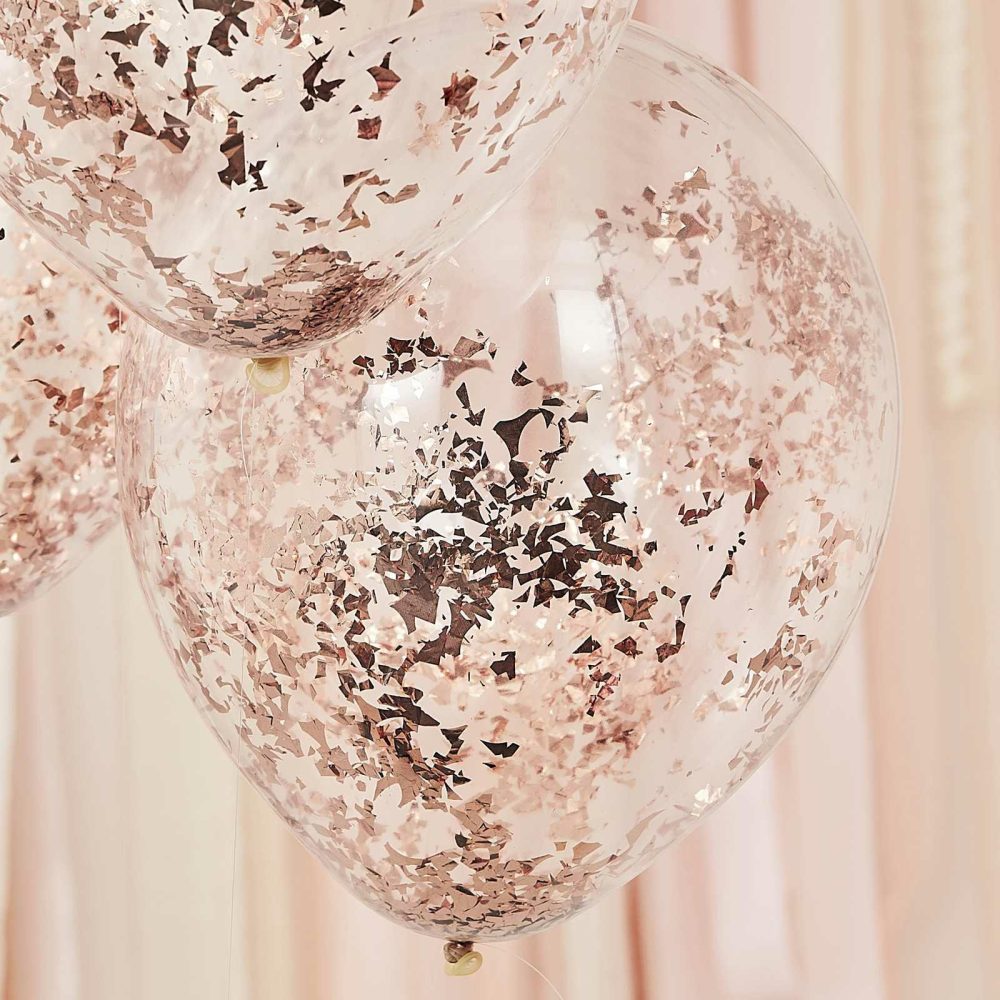 Latex Balloons |   Rose Gold Confetti Balloons Balloons Clear Balloons