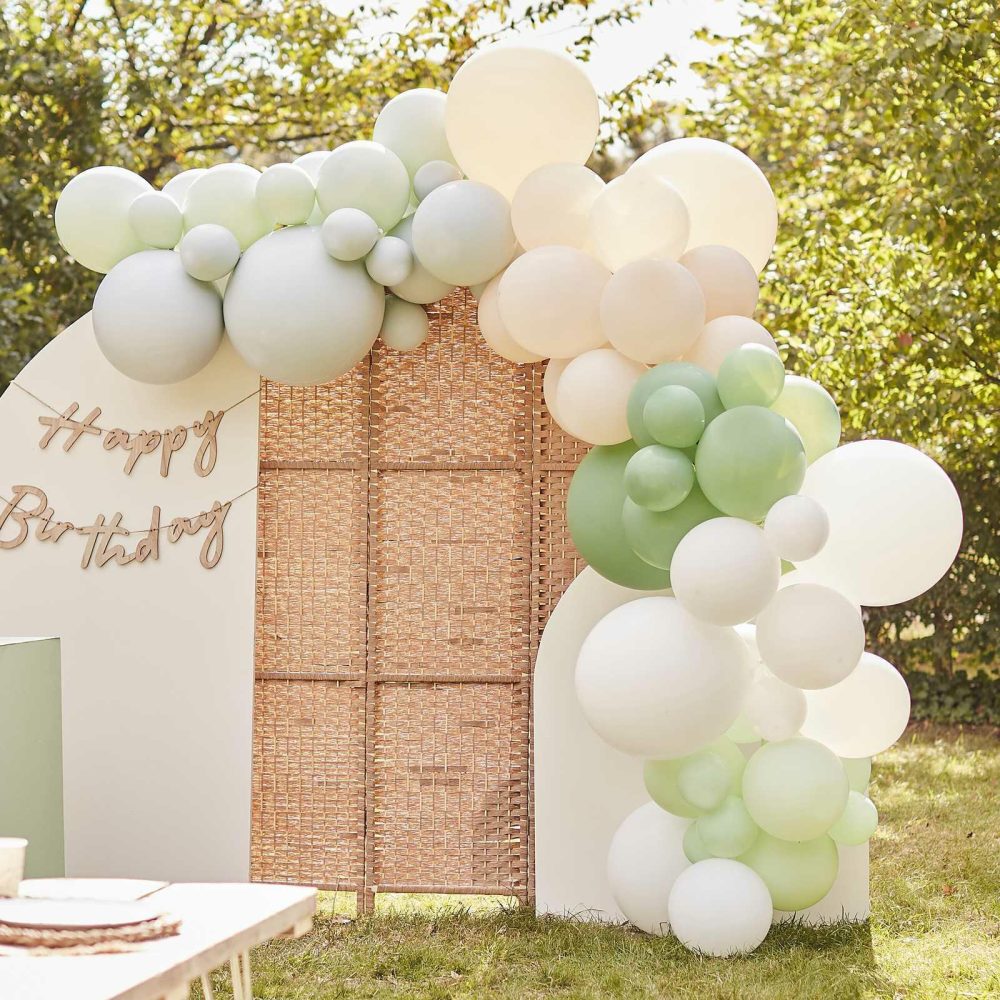 Latex Balloons |   Sage, Nude & White Balloon Arch Kit Balloon Arches Balloon Arches