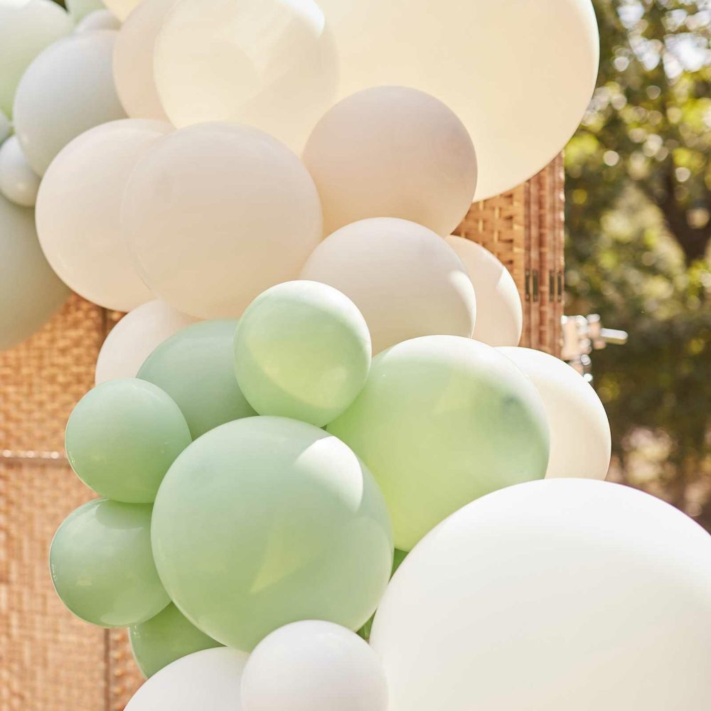 Latex Balloons |   Sage, Nude & White Balloon Arch Kit Balloon Arches Balloon Arches