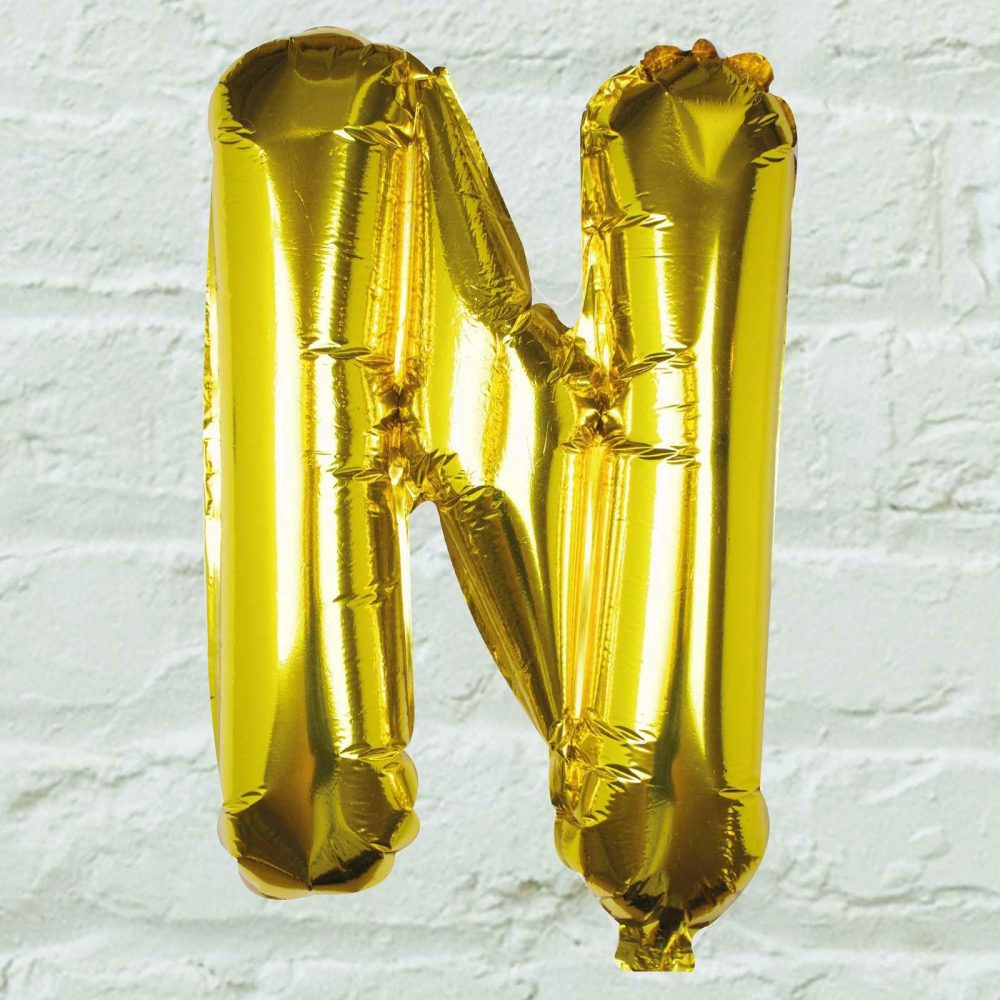 Letter Balloons |   Gold Foil Letter N Balloon Balloons Foil Balloons