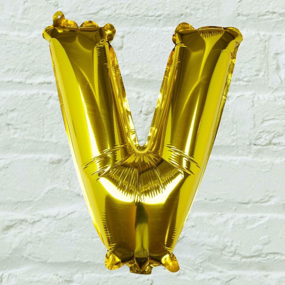 Letter Balloons |   Gold Foil Letter V Balloon Balloons Foil Balloons