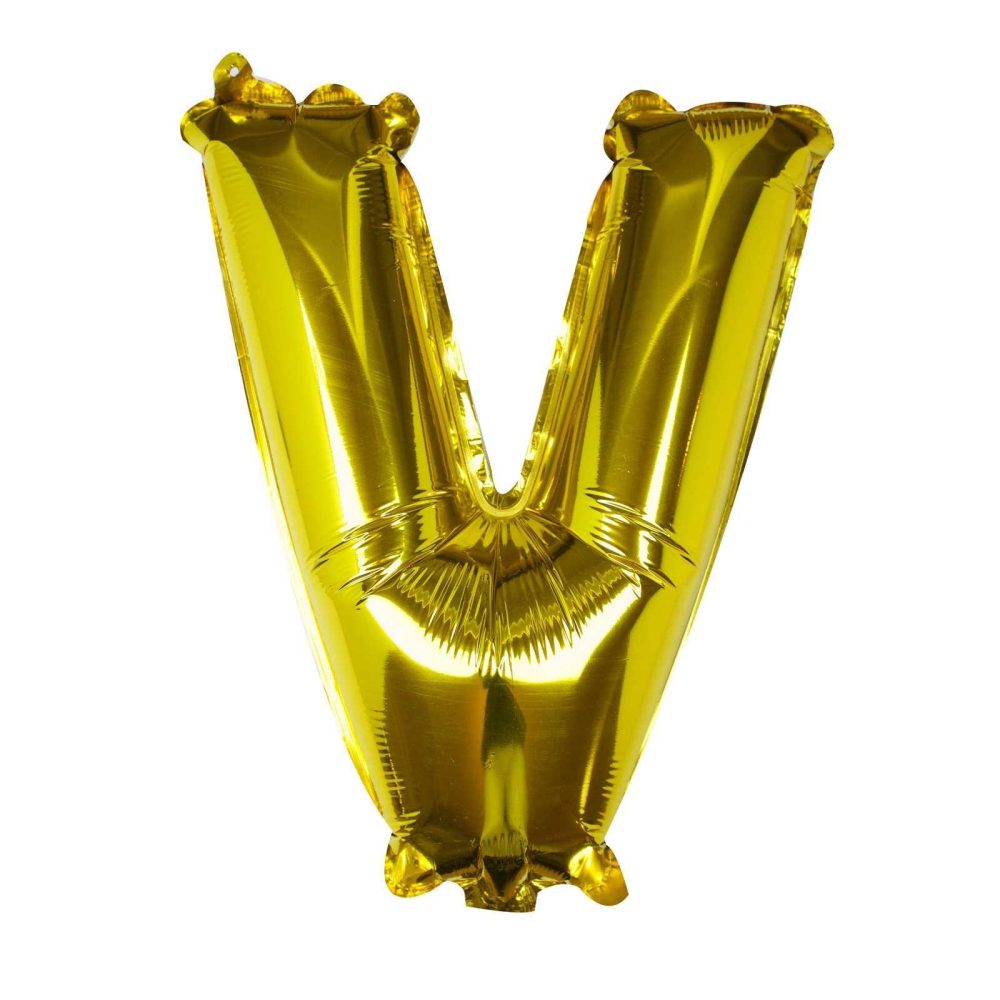 Letter Balloons |   Gold Foil Letter V Balloon Balloons Foil Balloons