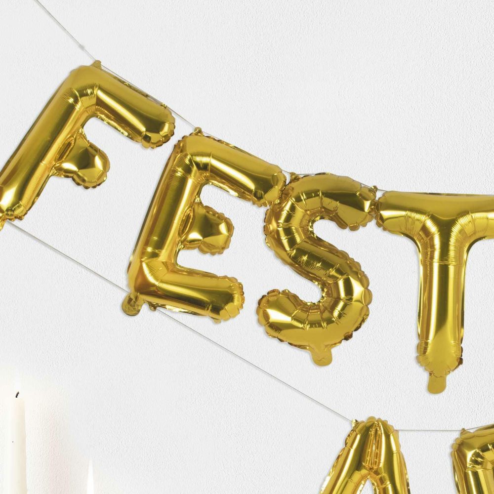 Letter Balloons |   Gold Foiled ‘Festive Af’ Balloon Bunting Balloons Letter Balloons