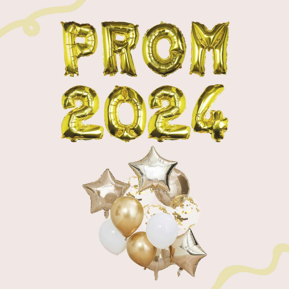 Letter Balloons |   Gold Prom 2024 Balloon Bundle Balloons Foil Balloons