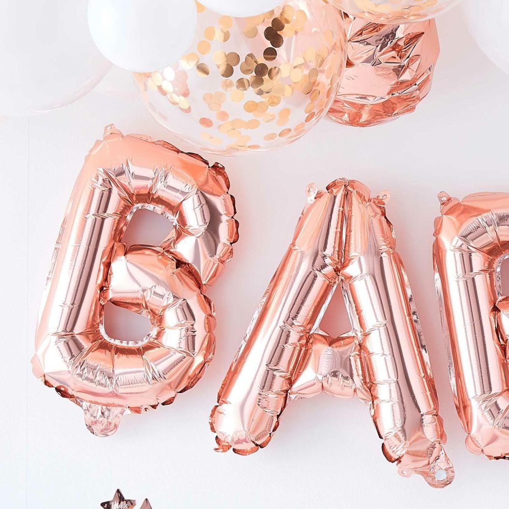 Letter Balloons |   Rose Gold Baby Shower Balloon Bunting Balloons Letter Balloons