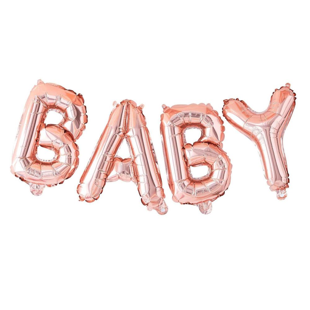 Letter Balloons |   Rose Gold Baby Shower Balloon Bunting Balloons Letter Balloons