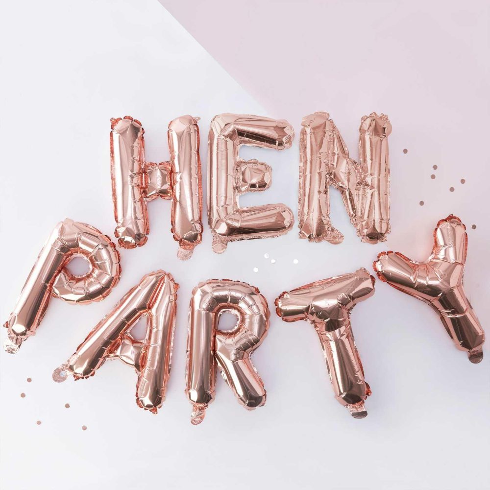 Letter Balloons |   Rose Gold Bachelorette Party Balloon Bunting – Team Bride Balloons Letter Balloons