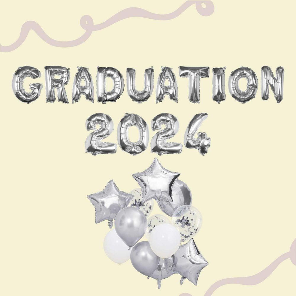 Letter Balloons |   Silver Graduation 2024 Balloon Bundle Balloons Foil Balloons