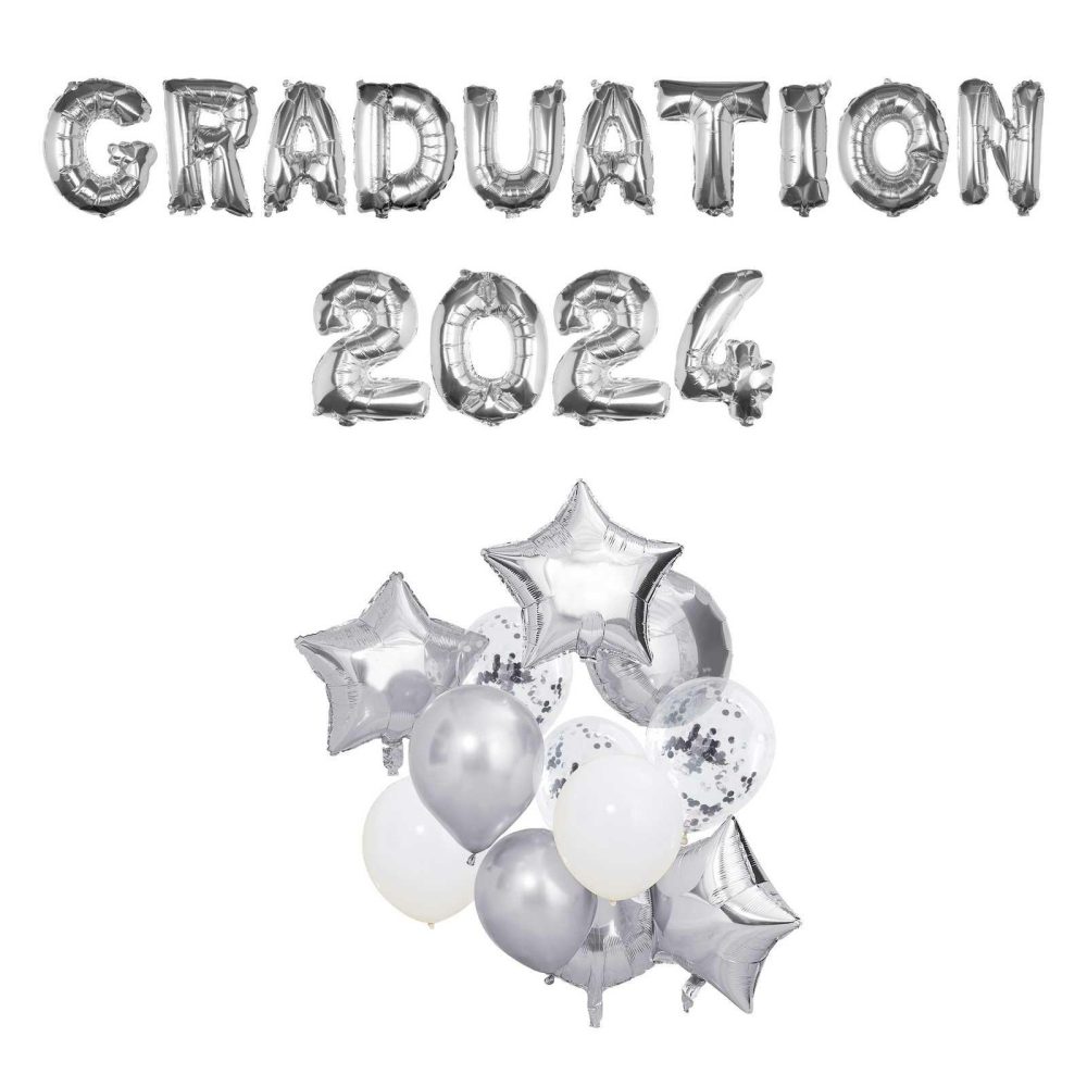 Letter Balloons |   Silver Graduation 2024 Balloon Bundle Balloons Foil Balloons